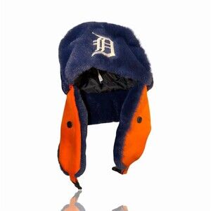 Detroit Tigers Trapper Hat One Size Orange Navy Ear Flaps FOX Sports MLB